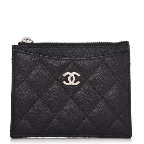 chanel cc zip card holder quilted caviar|Chanel CC Caviar Quilted Zip Card Holder Black.